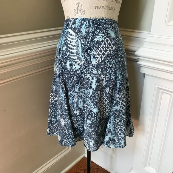 NWT Charlotte Brody Pansy A-Line Mini Skirt Womens 4 Navy Blue Trellis Silk NEW - Picture 5 of 11